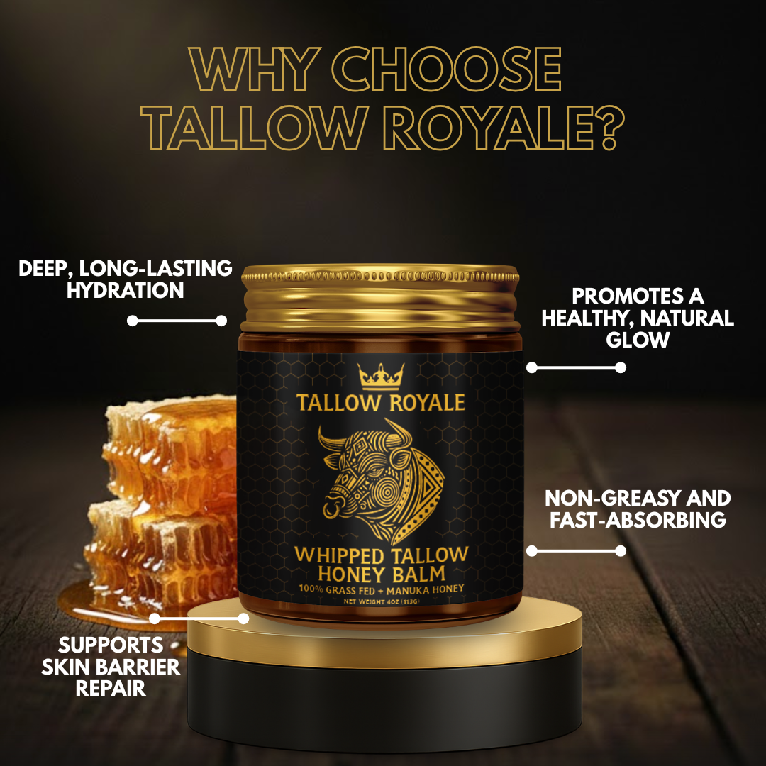Tallow Royale – 100% Grass-Fed Beef Tallow Balm with UMF™ 10 Manuka Honey for Skin Repair & Rejuvenation